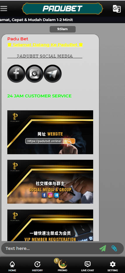 PaduBet - Live Chat - Cita666