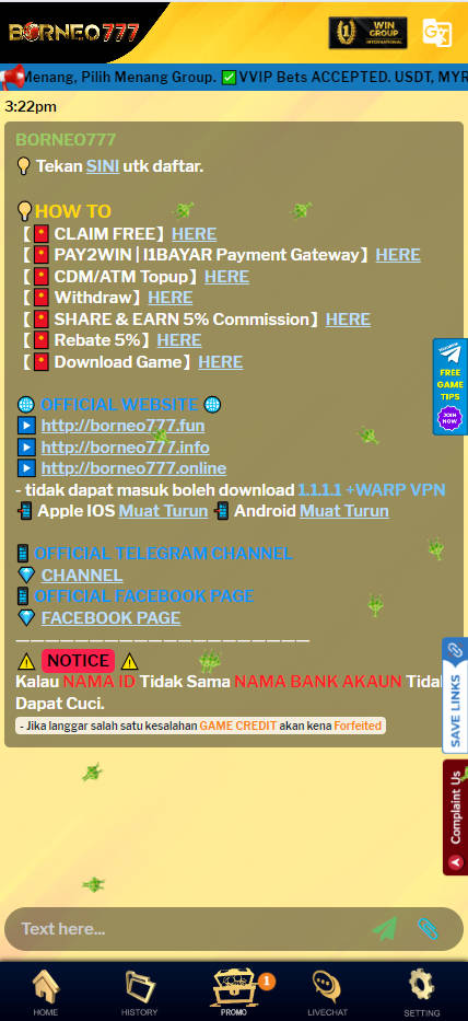 Borneo777 - Live Chat - Cita666