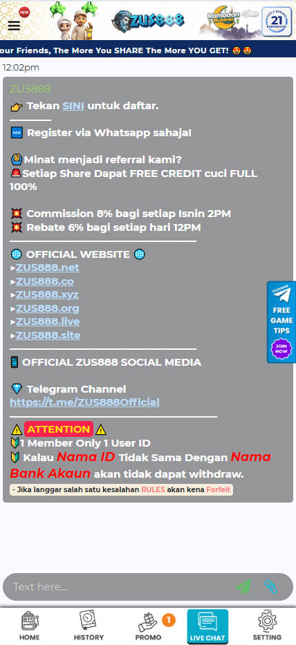 ZUS888 - Live Chat - Cita666