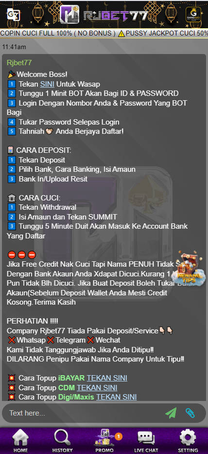 RJBET77 - Live Chat - Cita666