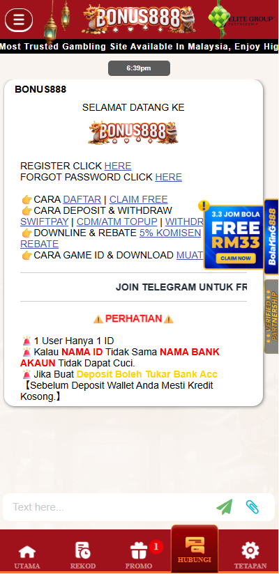 Bonus888 - Livechat - cita666